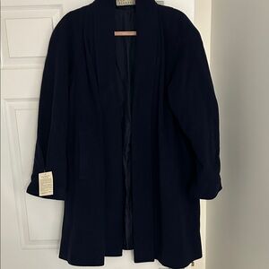 Navy oversized Cashmere Shawl Collar Coat made in Ireland